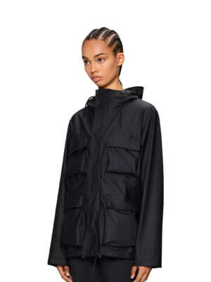 Men’s Black Polyester Rains Pocket Jacket