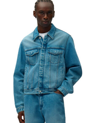 Veste en jean avec logo cercle