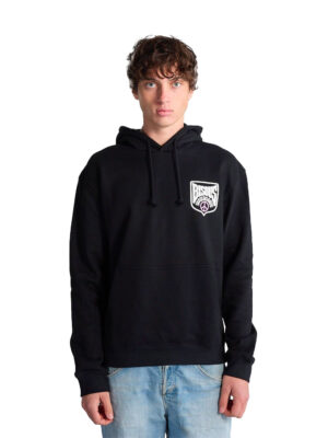 Black Cotton Kiss Crest Hoodie