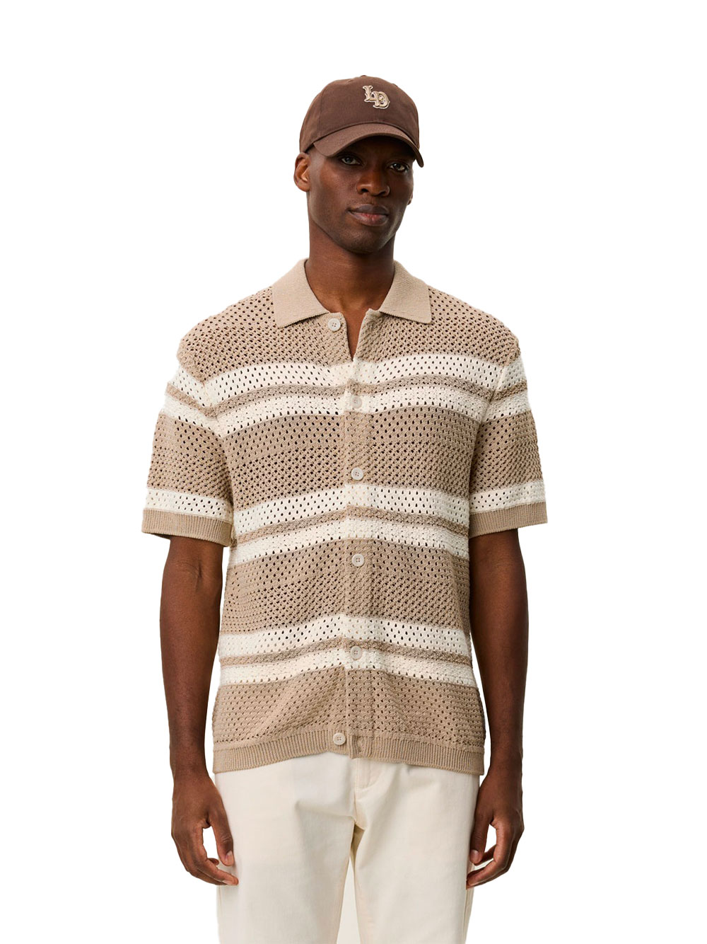 Men's Les Deux Gianni Cotton Shirt, Dark Sand - Image 3