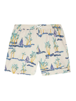 Maison Labiche Boats Print Beige Swim Shorts