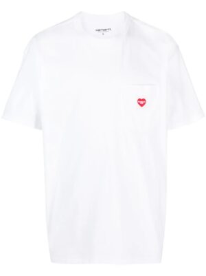 T-shirt Carhartt WIP S/S Pocket Heart coton blanc rouge