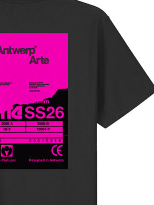 T-shirt Arte Back Poster Coton Noir