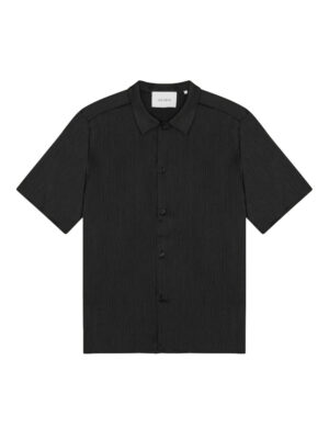 Les Deux Hector pleated black short-sleeved shirt
