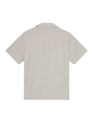 Chemise à rayures Lukas noir en coton et lin à manches courtes