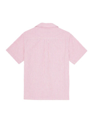 Chemise à rayures Lukas rose en coton et lin à manches courtes