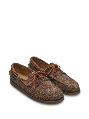 Chaussures Sebago Docksides Portland Cuir Marron Léopard Femme