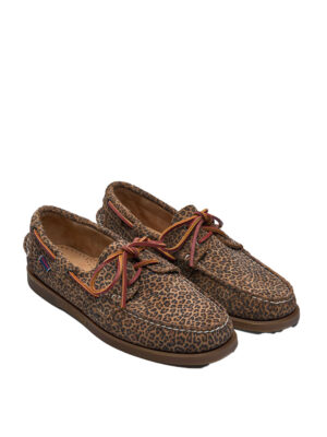 Chaussures Sebago Docksides Portland Cuir Marron Léopard Homme
