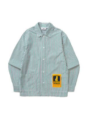 Chemise Service Works Poplin Stripe Waiter Coton Forest