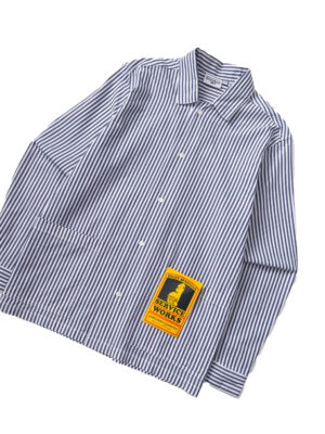 Chemise Service Works Poplin Stripe Waiter Coton Royal