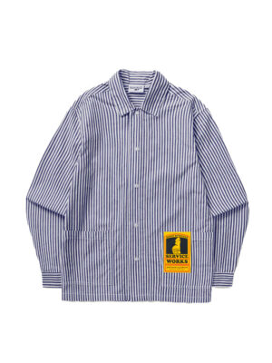 Chemise Service Works Poplin Stripe Waiter Coton Royal