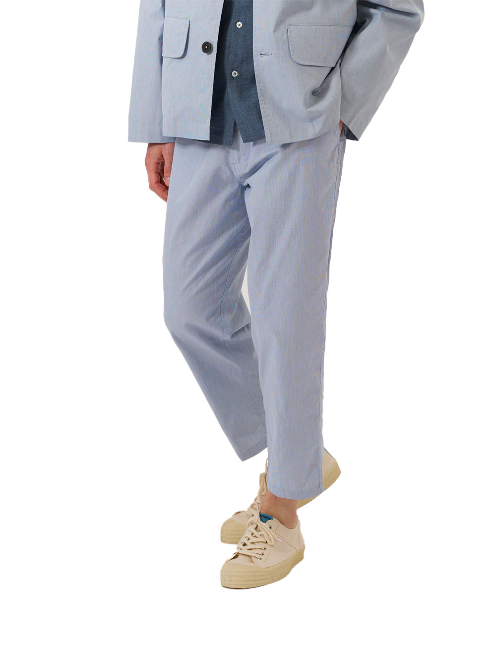 Universal Works Hi Water Striped Navy Cotton Trousers for Men - Image 3