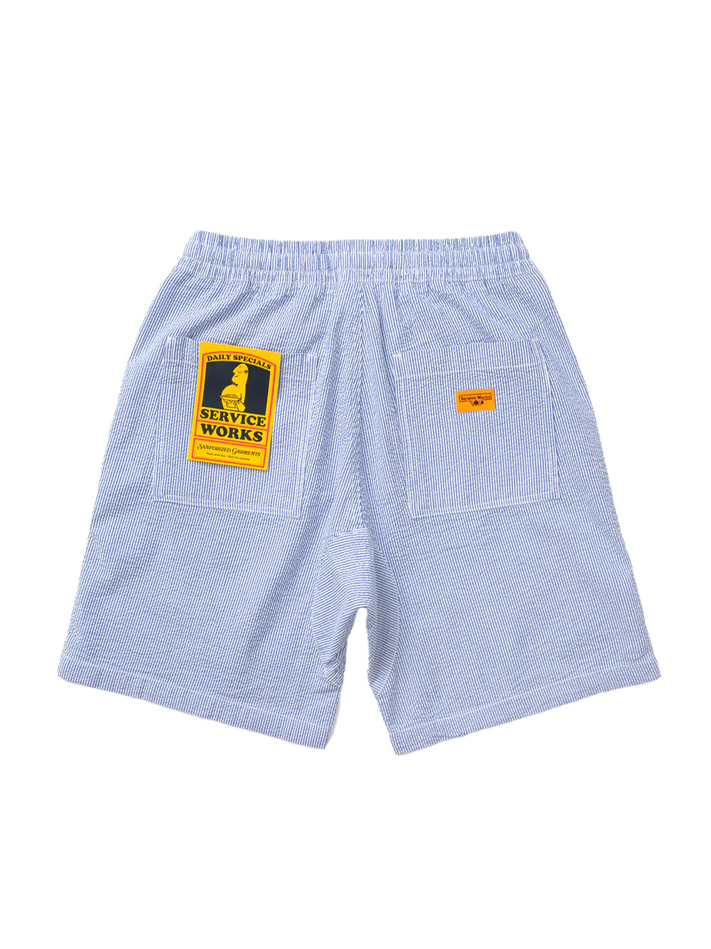 Short Service Works Seersucker Chef Cotton Striped Navy Stripe - Image 3