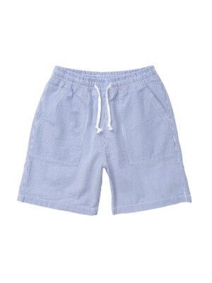 Short Service Works Seersucker Chef Cotton Striped Navy Stripe