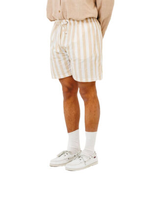 Men’s Striped Beige and White Cotton Shorts Last Call For