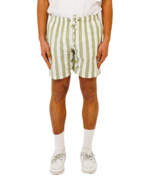 Men’s Striped Green and White Cotton Shorts Last Call For