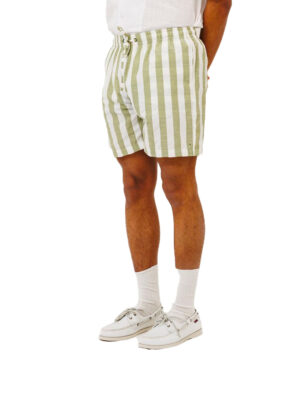 Men’s Striped Green and White Cotton Shorts Last Call For