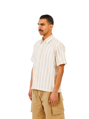 Men’s Striped White Beige Linen Last Call For Shirt