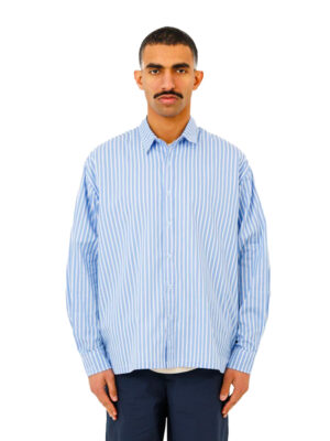 Men’s Striped White and Blue Linen Last Call For Shirt