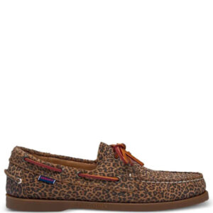 Chaussures Sebago Docksides Portland Cuir Marron Léopard Femme
