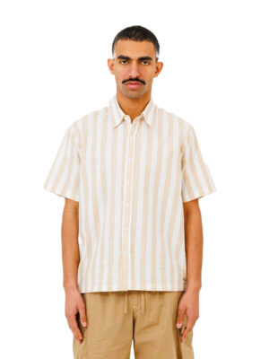 Men’s Striped White Beige Linen Last Call For Shirt