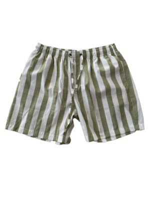 Men’s Striped Green and White Cotton Shorts Last Call For