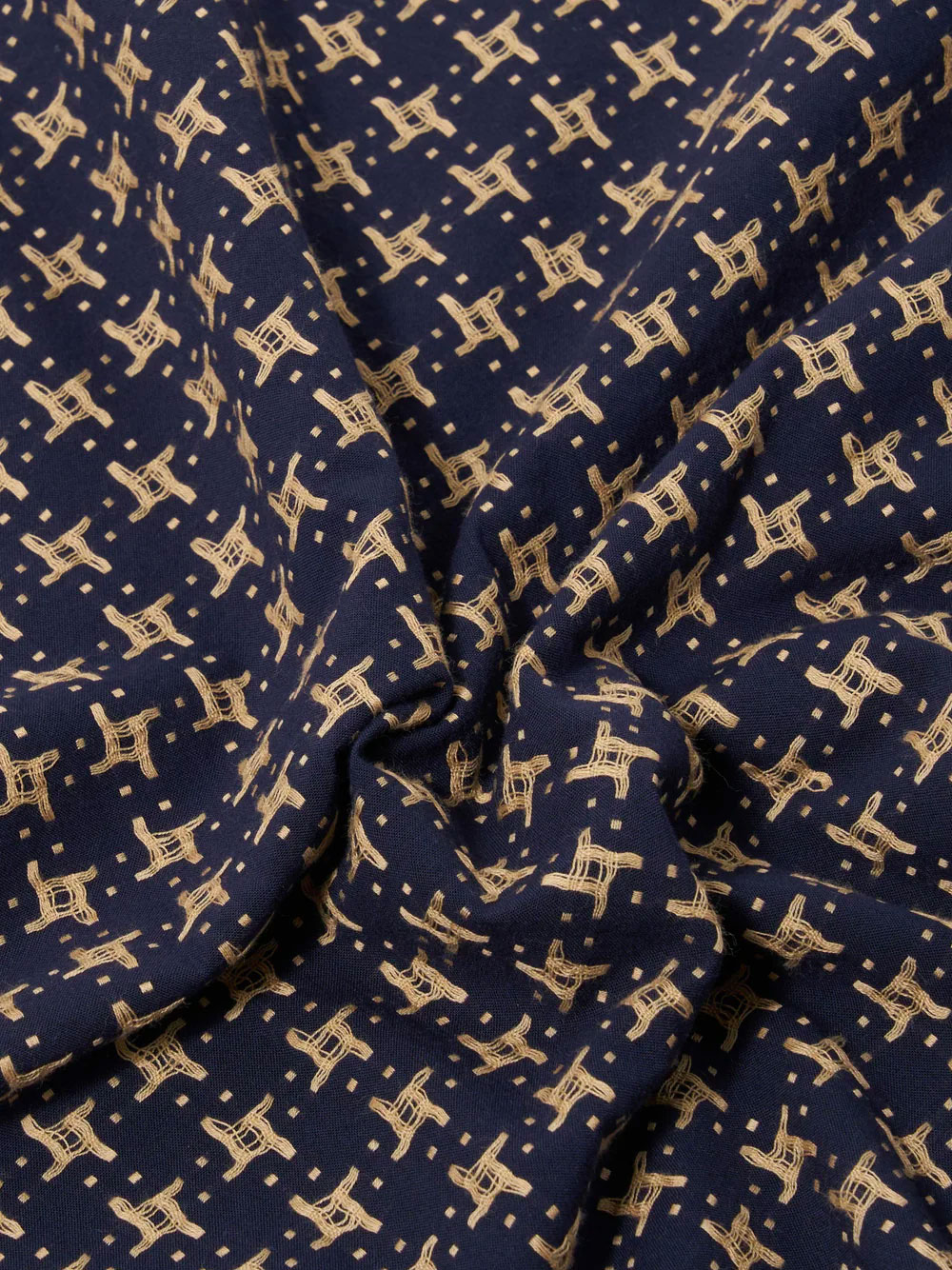 Men's Universal Works Cotton Shirt, Navy/Sand - Image 3