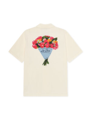 Chemise Les Deux Bouquet Knitted SS Coton Eggnog White Homme