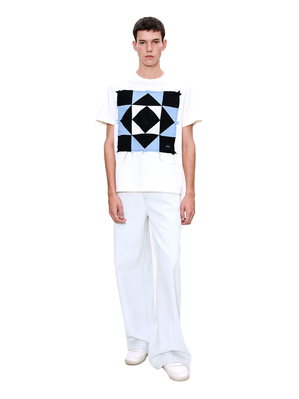 T-shirt A.P.C. Patchwork Coton Organique Blanc Homme – Image 2